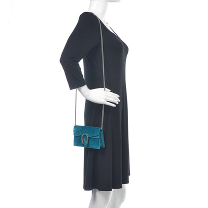 Gucci Velvet Super Mini Dionysus Shoulder Bag Pavone Cyan 2 of 9