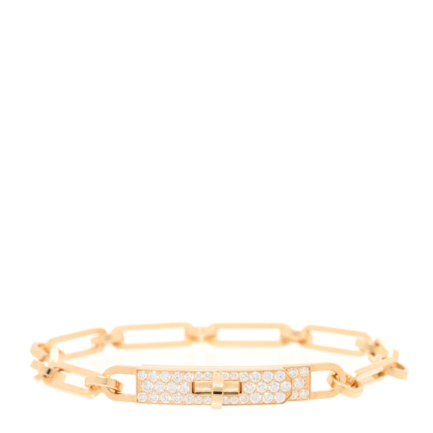 18K Yellow Gold Diamond Pave PM Kelly Chaine Bracelet SH