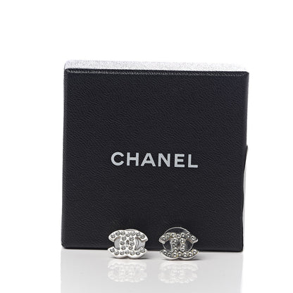 Chanel Crystal Timeless CC Earrings Silver 5 of 5