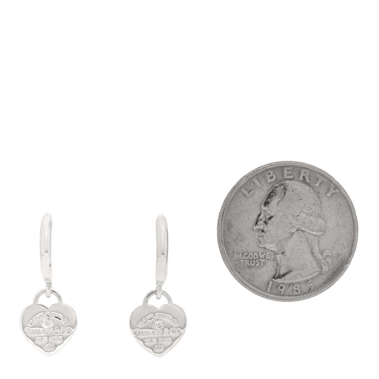 Sterling Silver Diamond Mini Return To Tiffany Heart Hoop Earrings