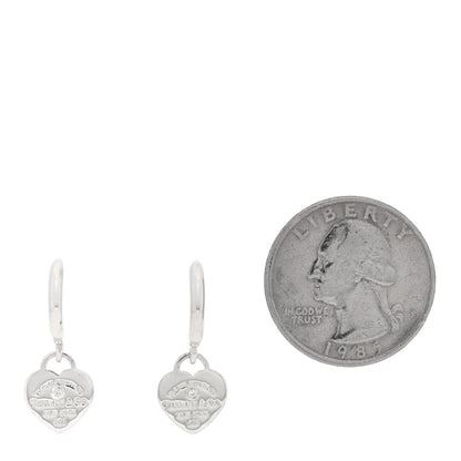 Tiffany Sterling Silver Diamond Mini Return To Tiffany Heart Hoop Earrings 2 of 4