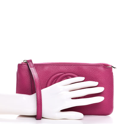 Gucci Pebbled Calfskin Soho Wristlet Bright Bougainvillea 2 of 8
