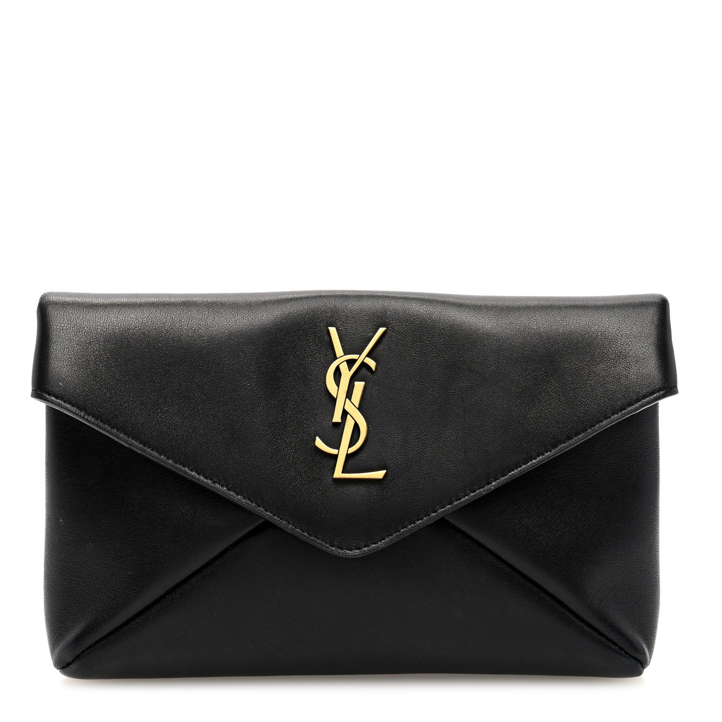 Lambskin Small Cassandre Envelope Pouch Black