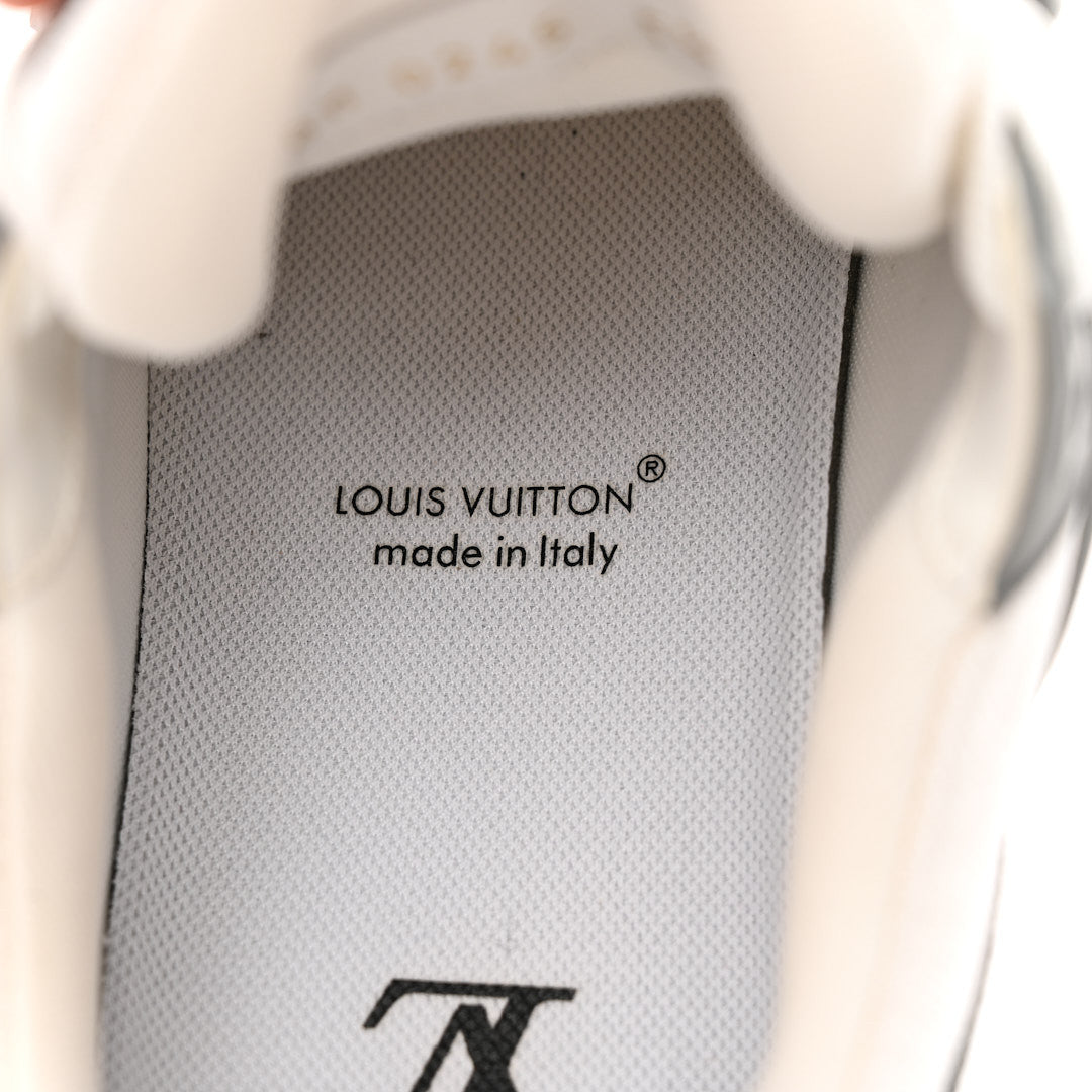 Louis Vuitton Calfskin Embossed Monogram Denim Mens LV Trainer Sneakers 5.5 Grey 11 of 14
