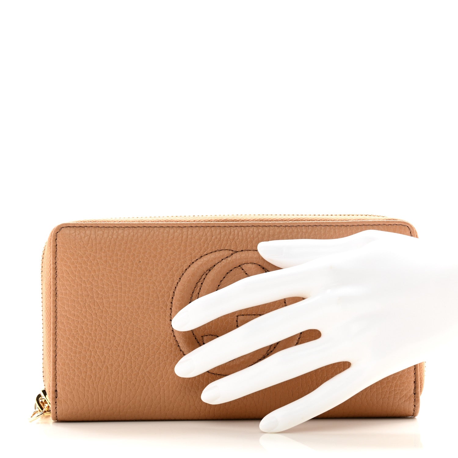Gucci Pebbled Calfskin Soho Zip Around Wallet Camelia 2 of 7