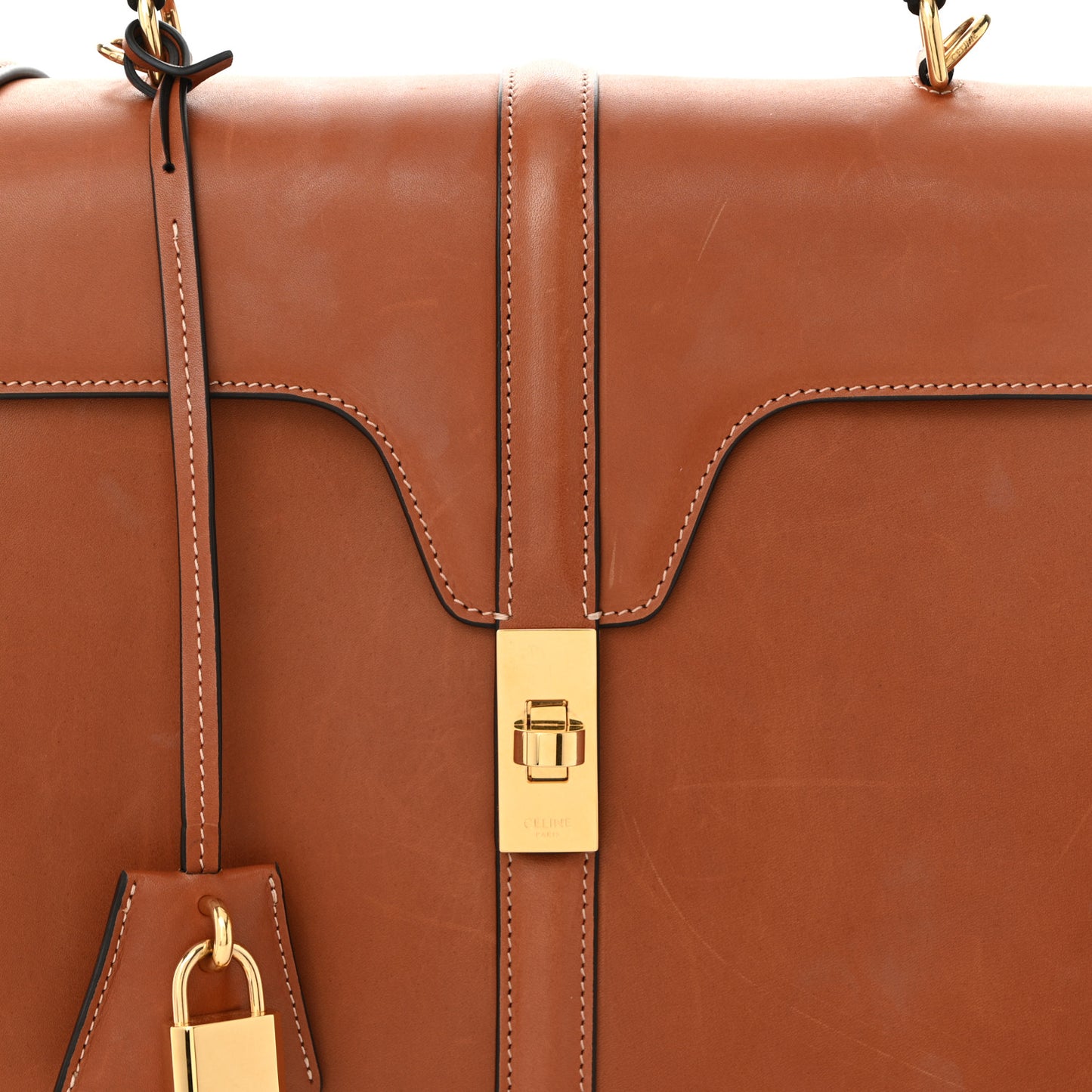 Grained Calfskin Classique 16 Top Handle Bag Tan
