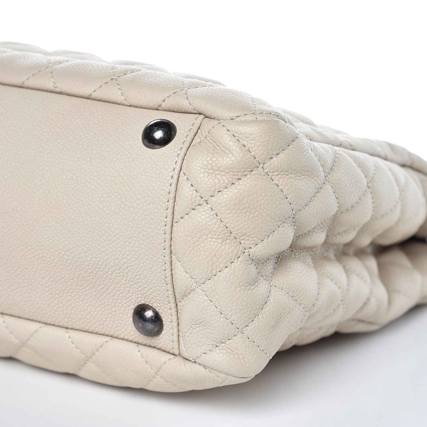 Caviar Quilted Shopping Tote Light Beige