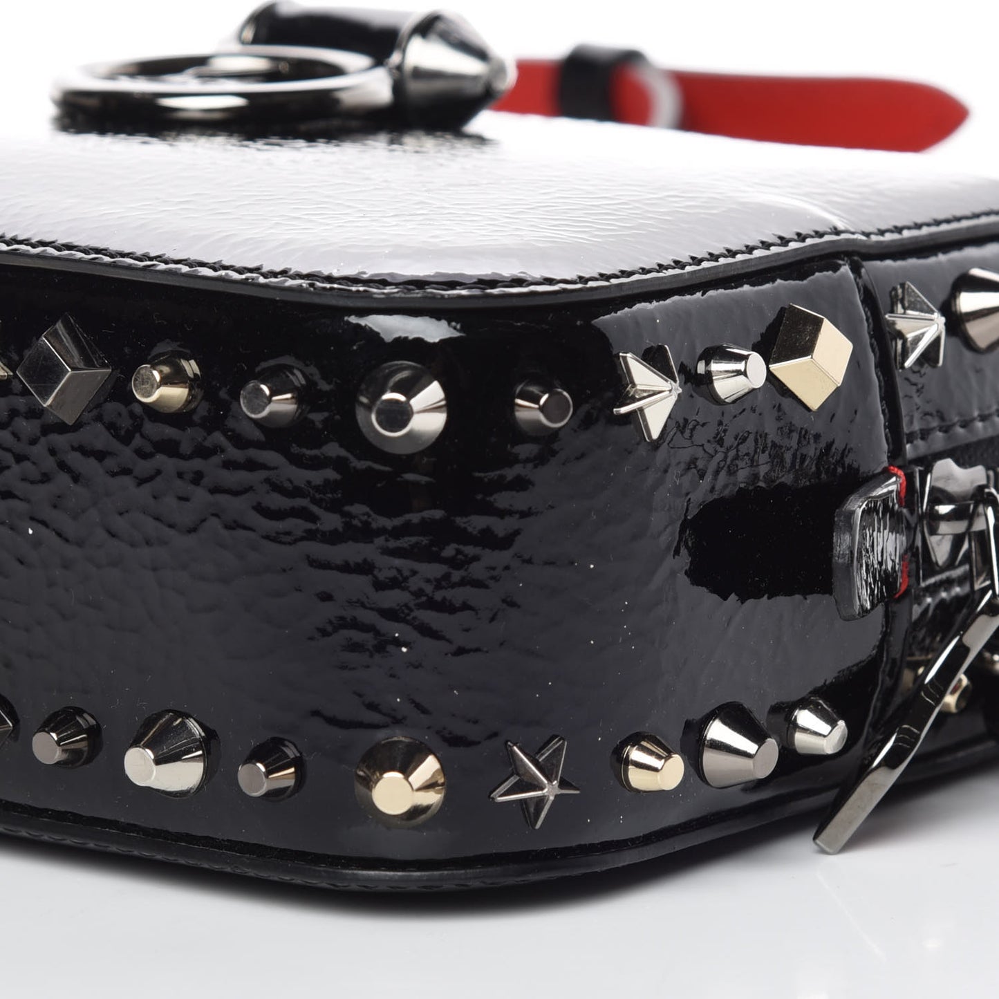 Vintage Trashmix Patent Spikes Mini Rubylou Crossbody Black