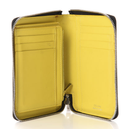 Celine Drummed Calfskin Zip Around Multifunction Wallet Black Citron 5 of 7