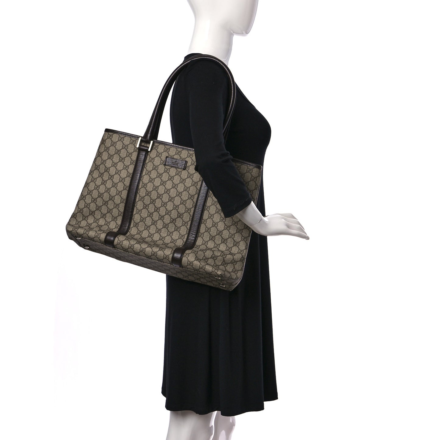 GG Plus Monogram Medium Joy Tote Dark Brown