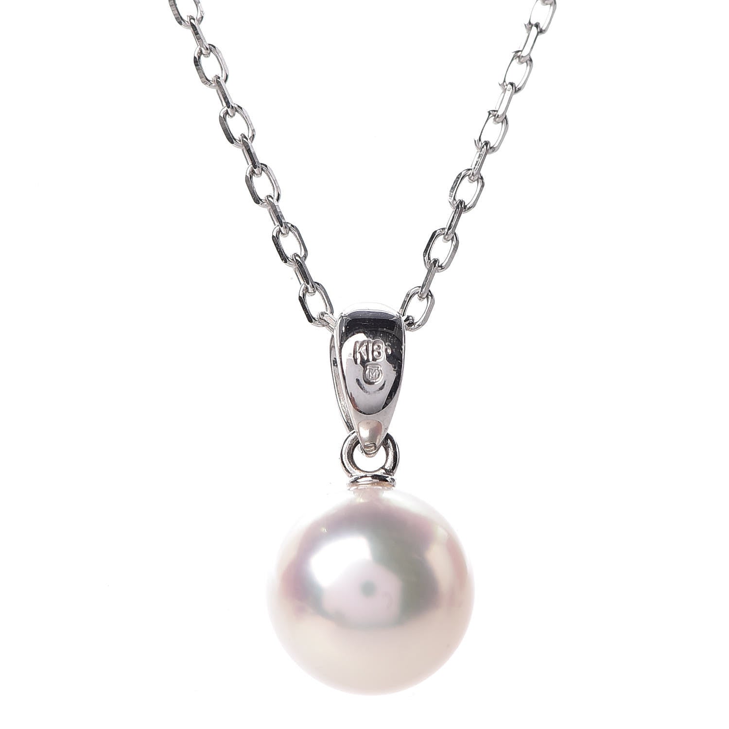 Mikimoto 18K White Gold Akoya Pearl 8mm Pendant Necklace 5 of 7