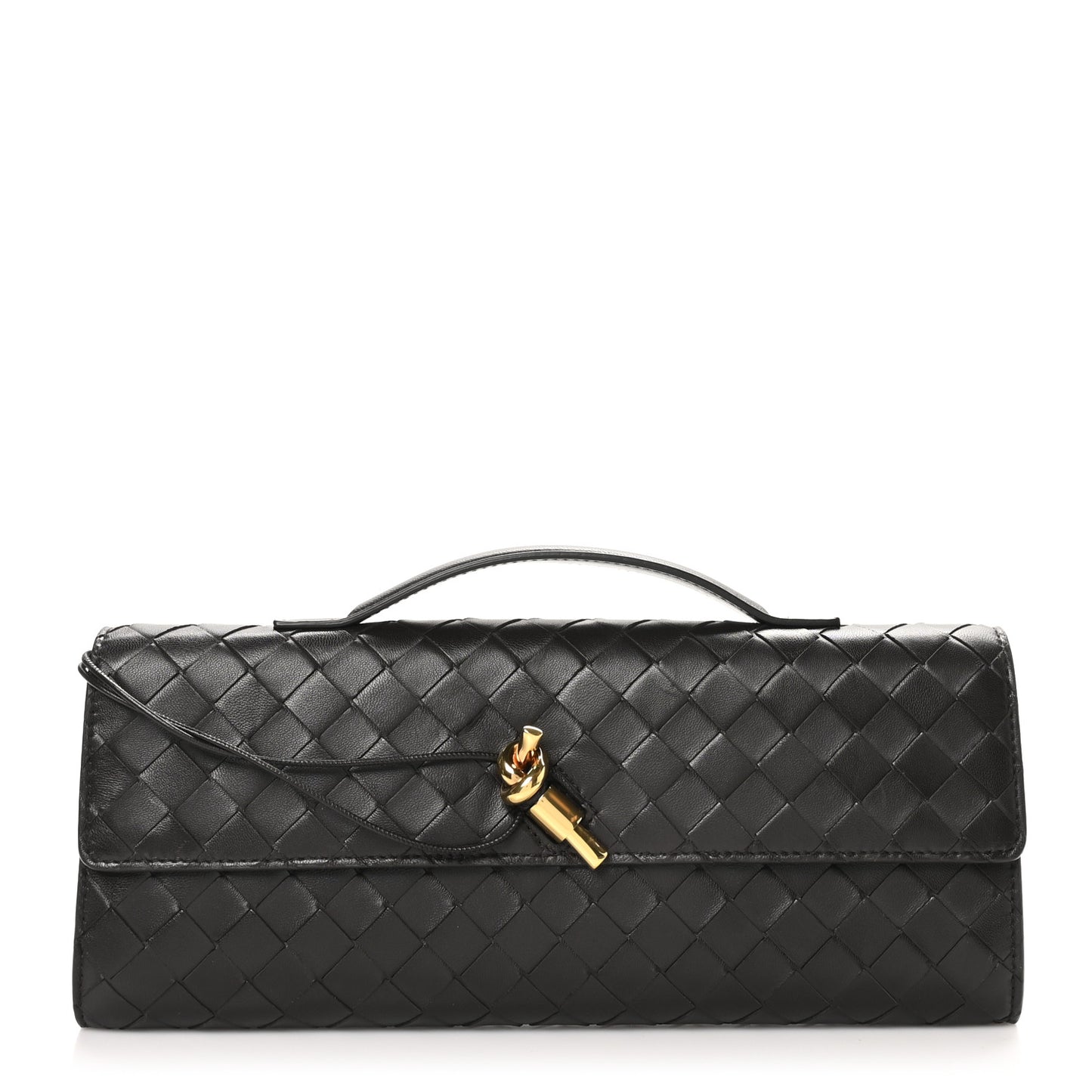 Nappa Intrecciato Long Andiamo Top Handle Clutch Fondant