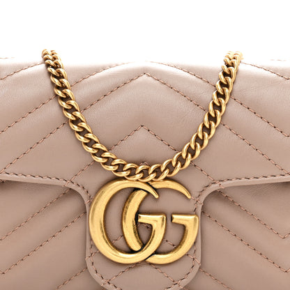 Gucci Calfskin Matelasse Super Mini GG Marmont Shoulder Bag Porcelain Rose 8 of 11