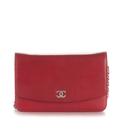 Chanel Caviar Sevruga Wallet On Chain WOC Red 1 of 8