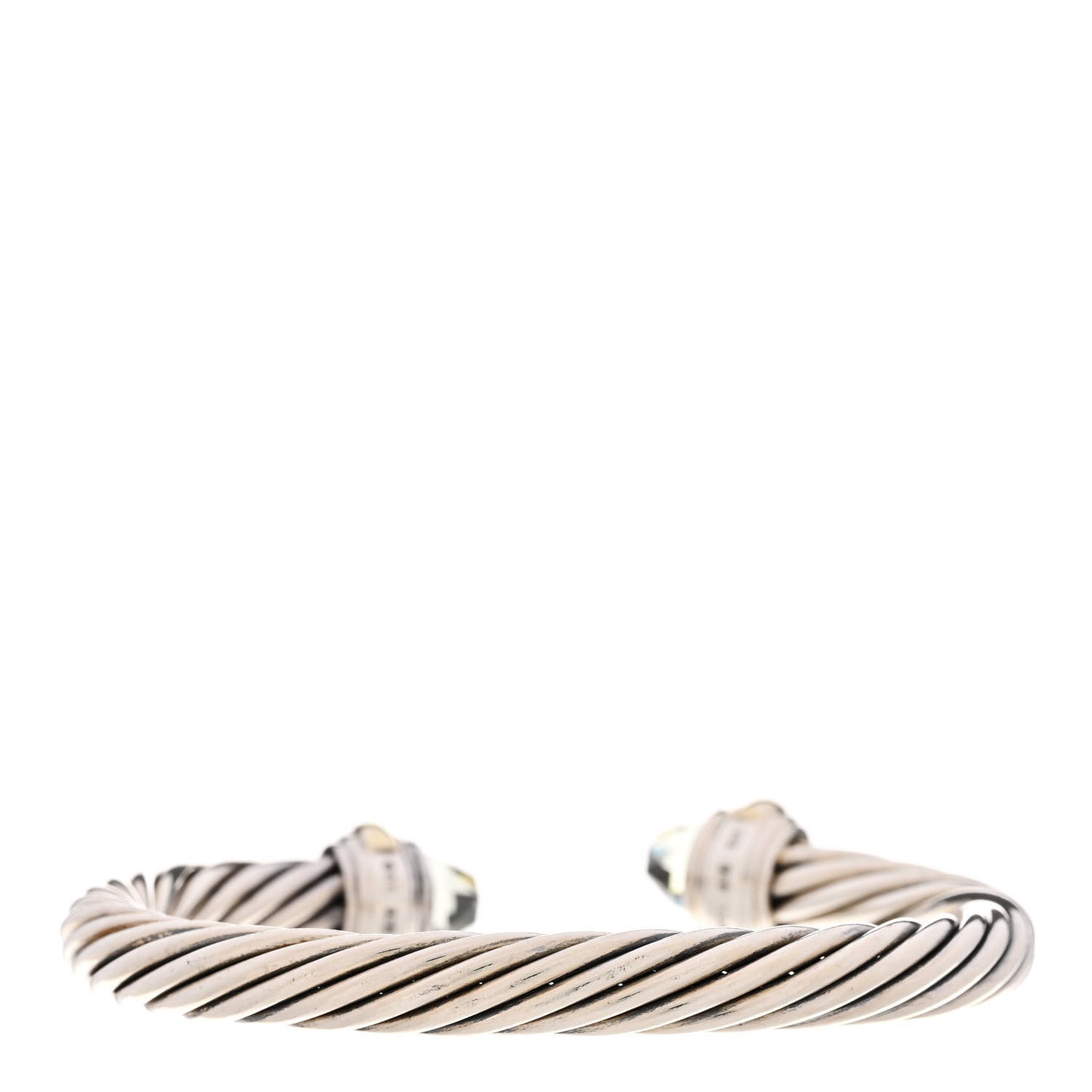 Sterling Silver 14K Yellow Gold Prasiolite 7mm Cable Classics Bracelet