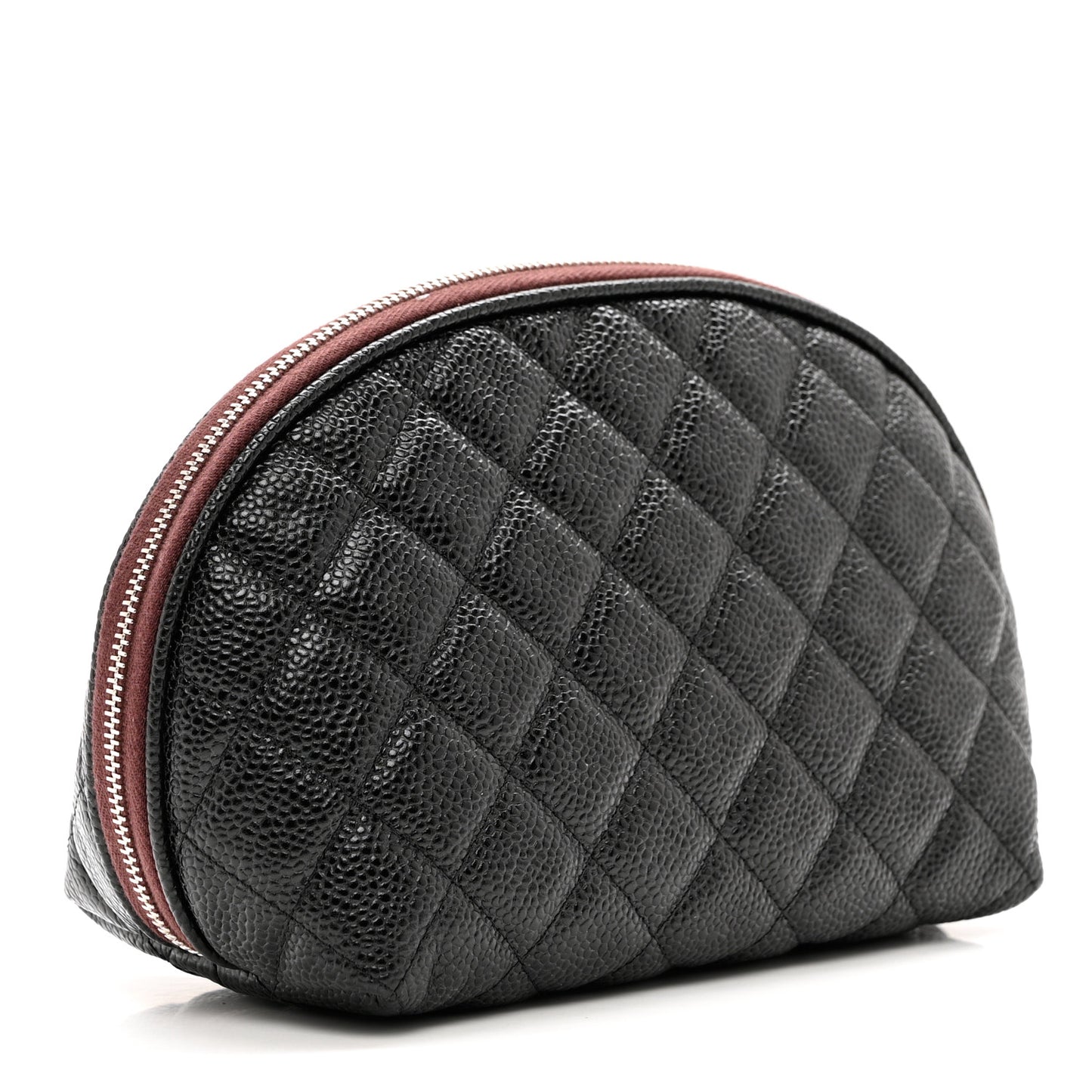 Caviar Quilted Small Curvy Cosmetic Case Black