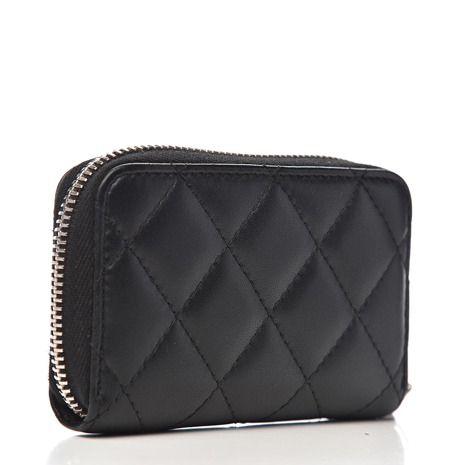 Chanel Lambskin Quilted Zip Coin Purse Black 3 of 9