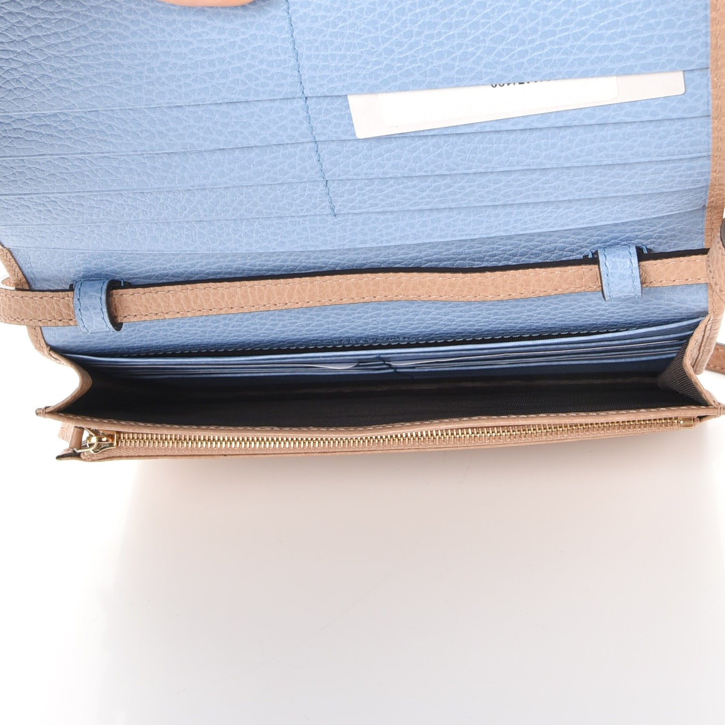 Dollar Calfskin Mini Swing Wallet Bag Camelia Mineral Blue