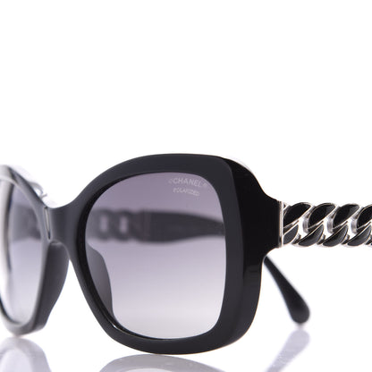 Chanel Acetate Metal Polarized Chain Square Sunglasses 5305 Black 6 of 7