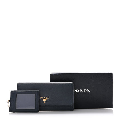 Prada Saffiano Metal Continental Flap Travel Wallet Baltico 9 of 9