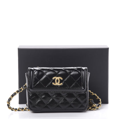 Chanel Shiny Aged Calfskin Quilted Waist Belt Bag Black 14 of 14