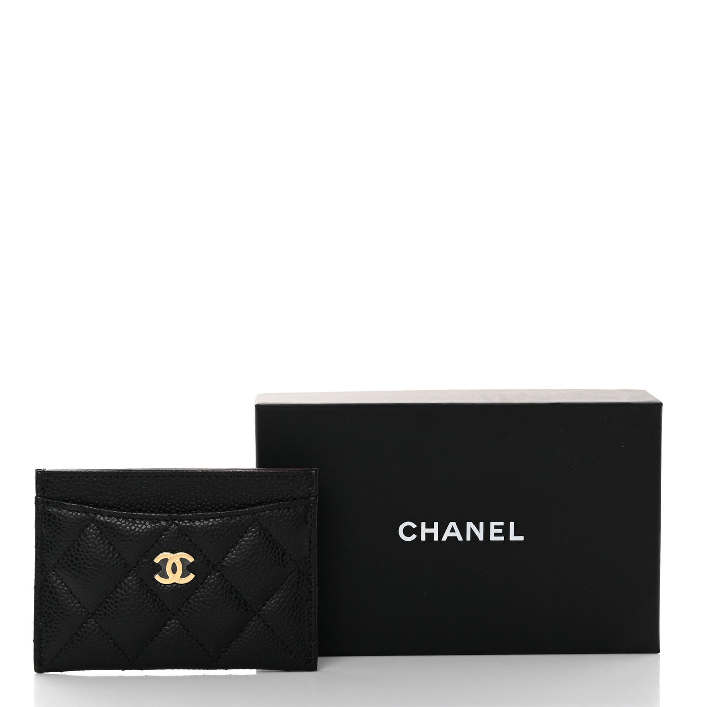 Caviar Quilted Card Holder Black