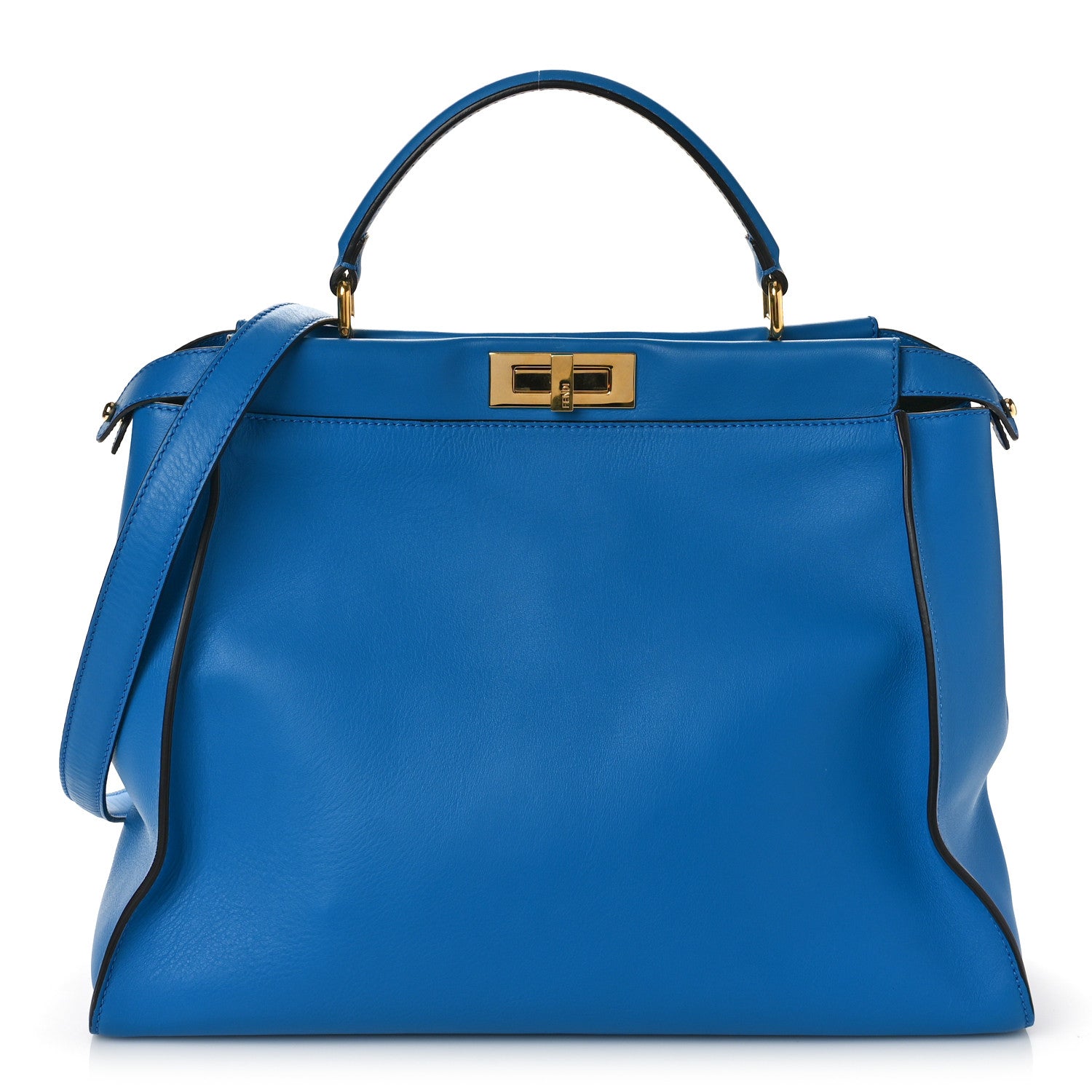 Fendi Vitello Seta Studded Monster Eyes Large Peekaboo Iconic Satchel Blue Royal Black Multicolor 3 of 10