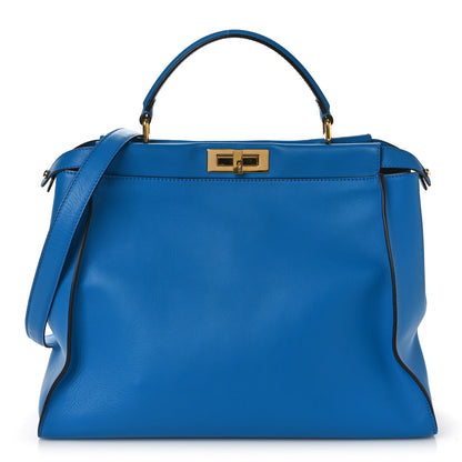 Fendi Vitello Seta Studded Monster Eyes Large Peekaboo Iconic Satchel Blue Royal Black Multicolor 3 of 10