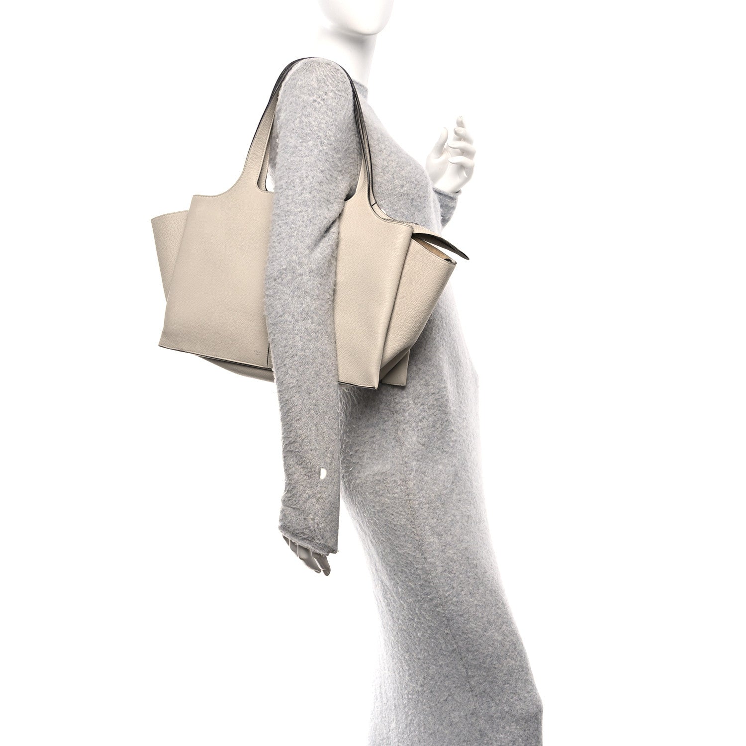Celine Baby Grained Calfskin Medium Tri-Fold Bag Powder 2 of 12