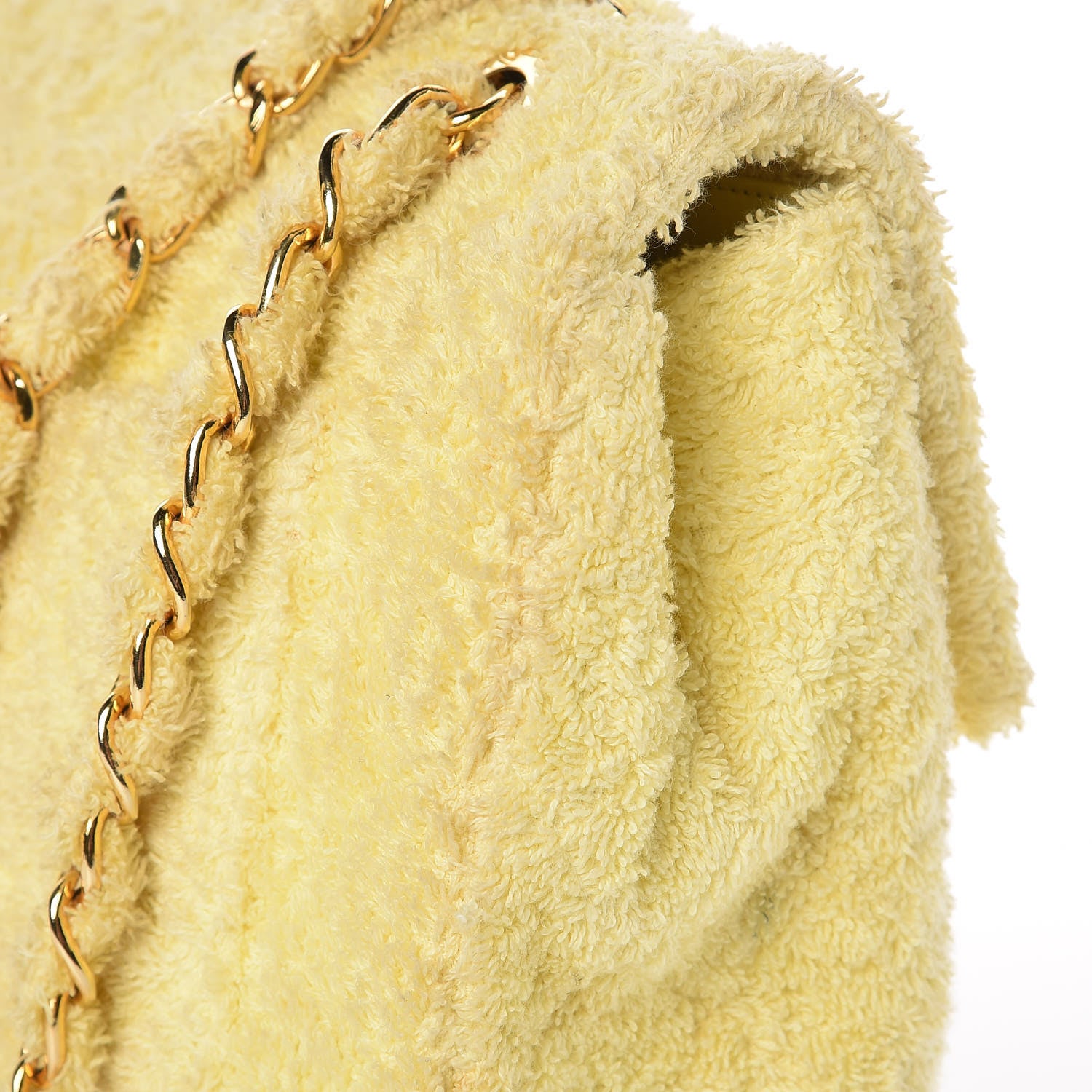 Chanel Terry Cotton Quilted XL Jumbo Single Flap Yellow 13 of 17