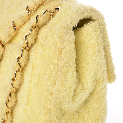 Chanel Terry Cotton Quilted XL Jumbo Single Flap Yellow 13 of 17