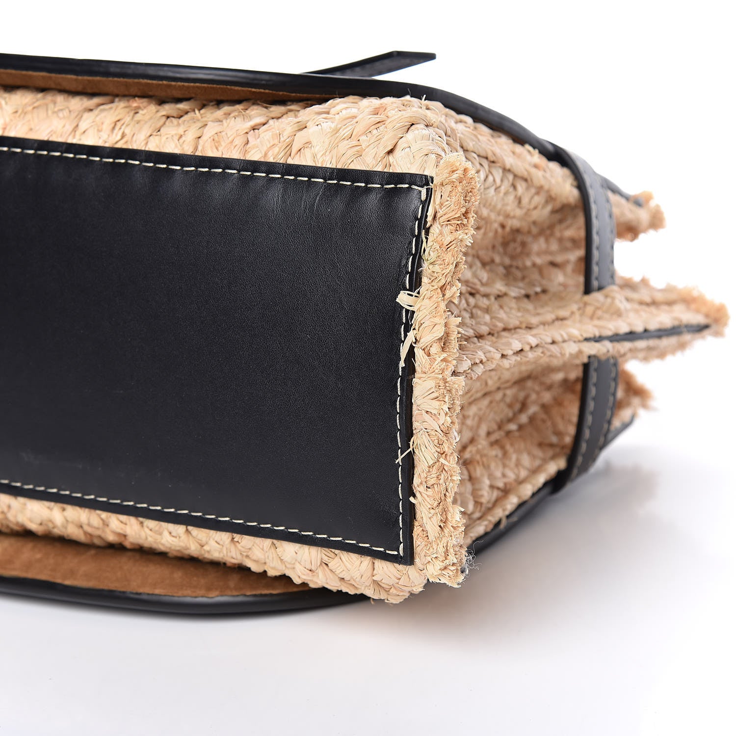 Loewe Calfskin Raffia Small Gate Tote Black 9 of 10