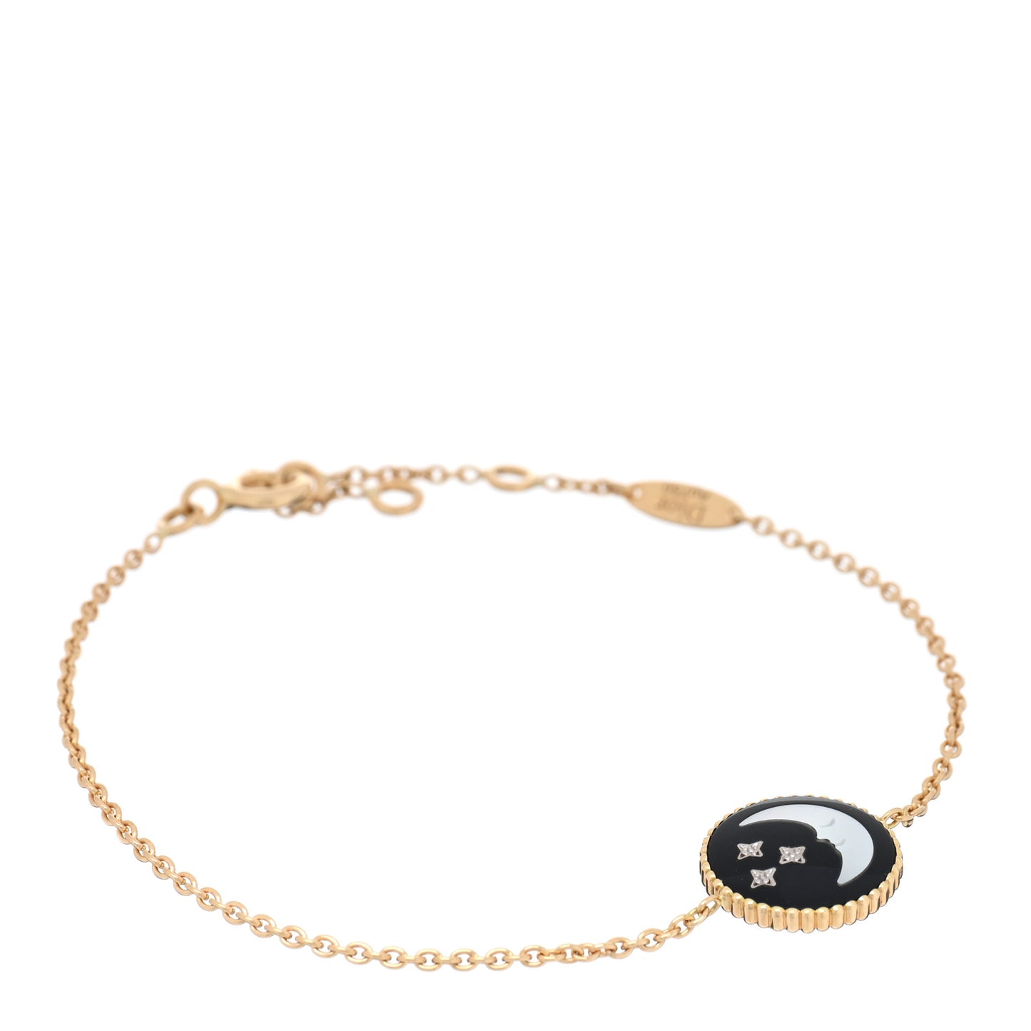 18K Yellow Gold Diamond Black Onyx Mother of Pearl Rose Celeste Bracelet