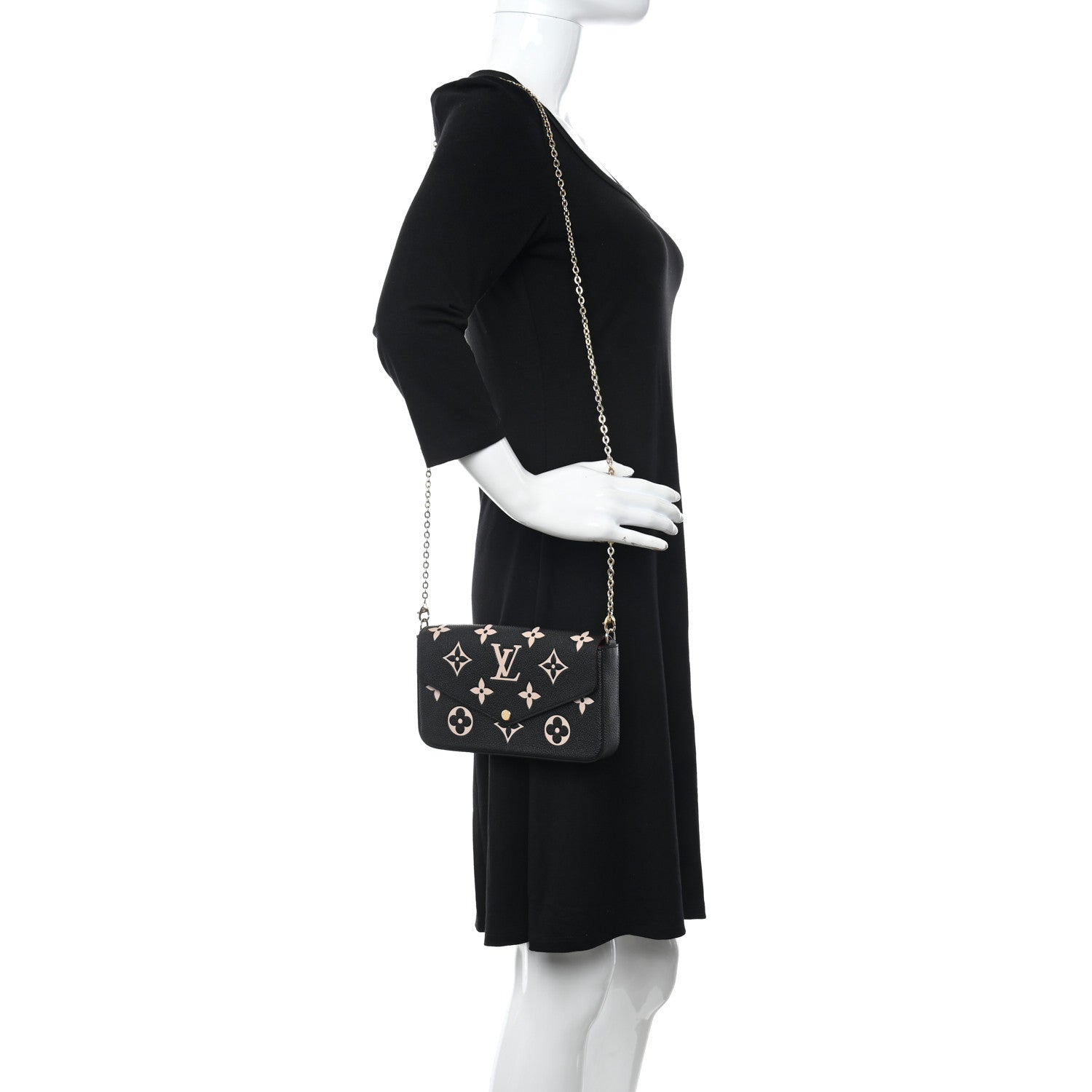 Louis Vuitton Empreinte Monogram Giant Felicie Pochette Black Beige 2 of 10