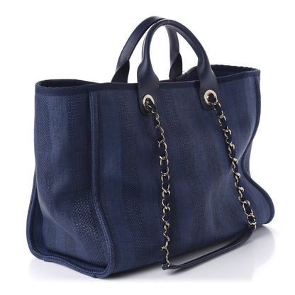 Chanel Mixed Fibers Striped Medium Deauville Tote Navy Blue 4 of 11