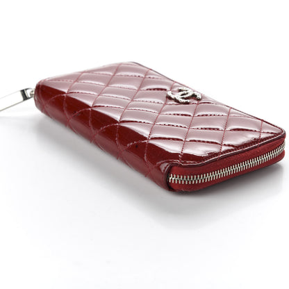 Chanel Patent Quilted Brilliant Zip Around Wallet Red 9 of 9
