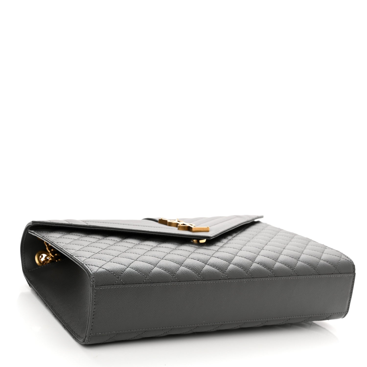 Saint Laurent Grain De Poudre Textured Mixed Matelasse Large Triquilt Monogram Satchel Storm 4 of 10