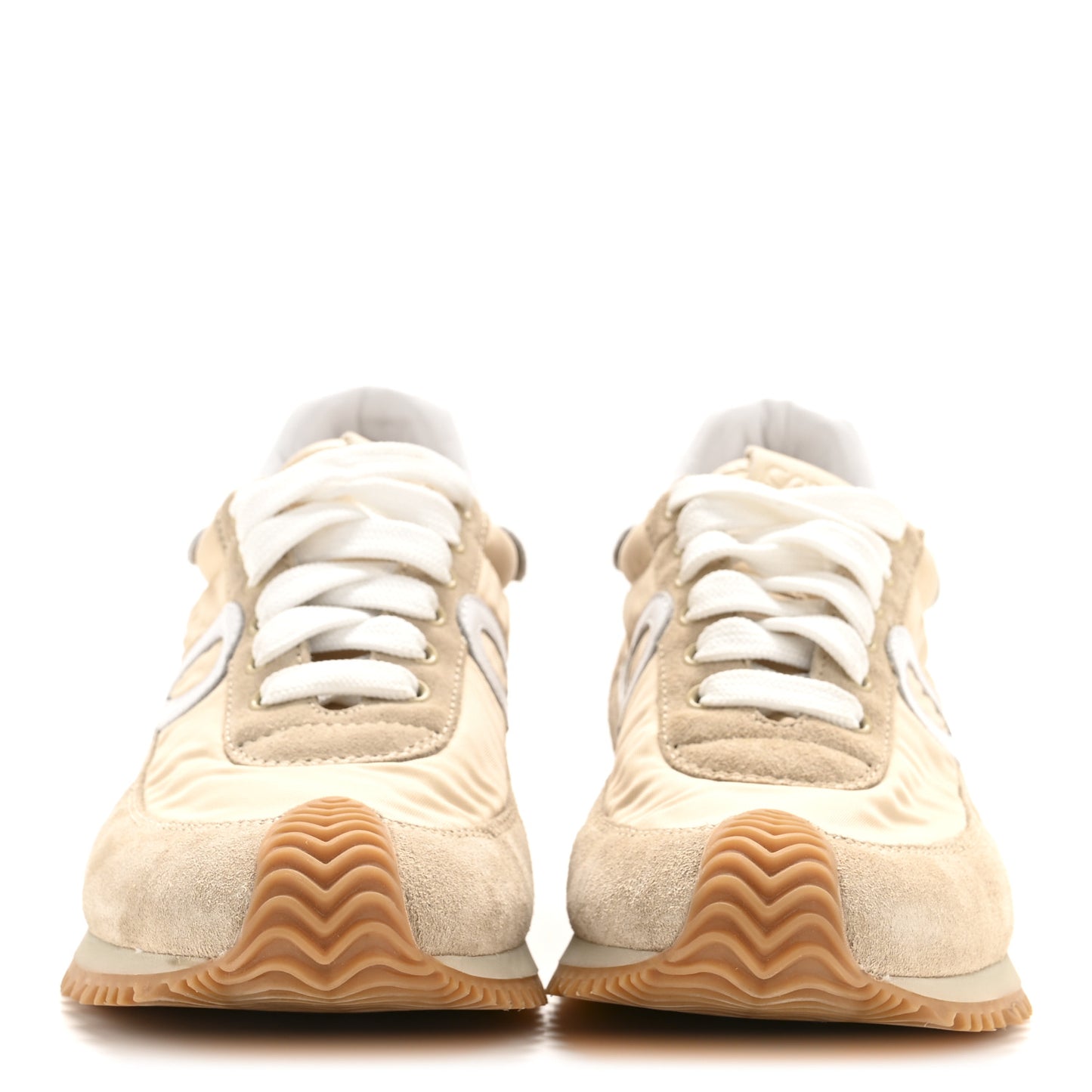 Nylon Suede Flow Runners Sneakers 35 Beige White