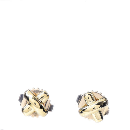 Tiffany 18K Yellow Gold 5mm Cross Stitch Earrings 1 of 5