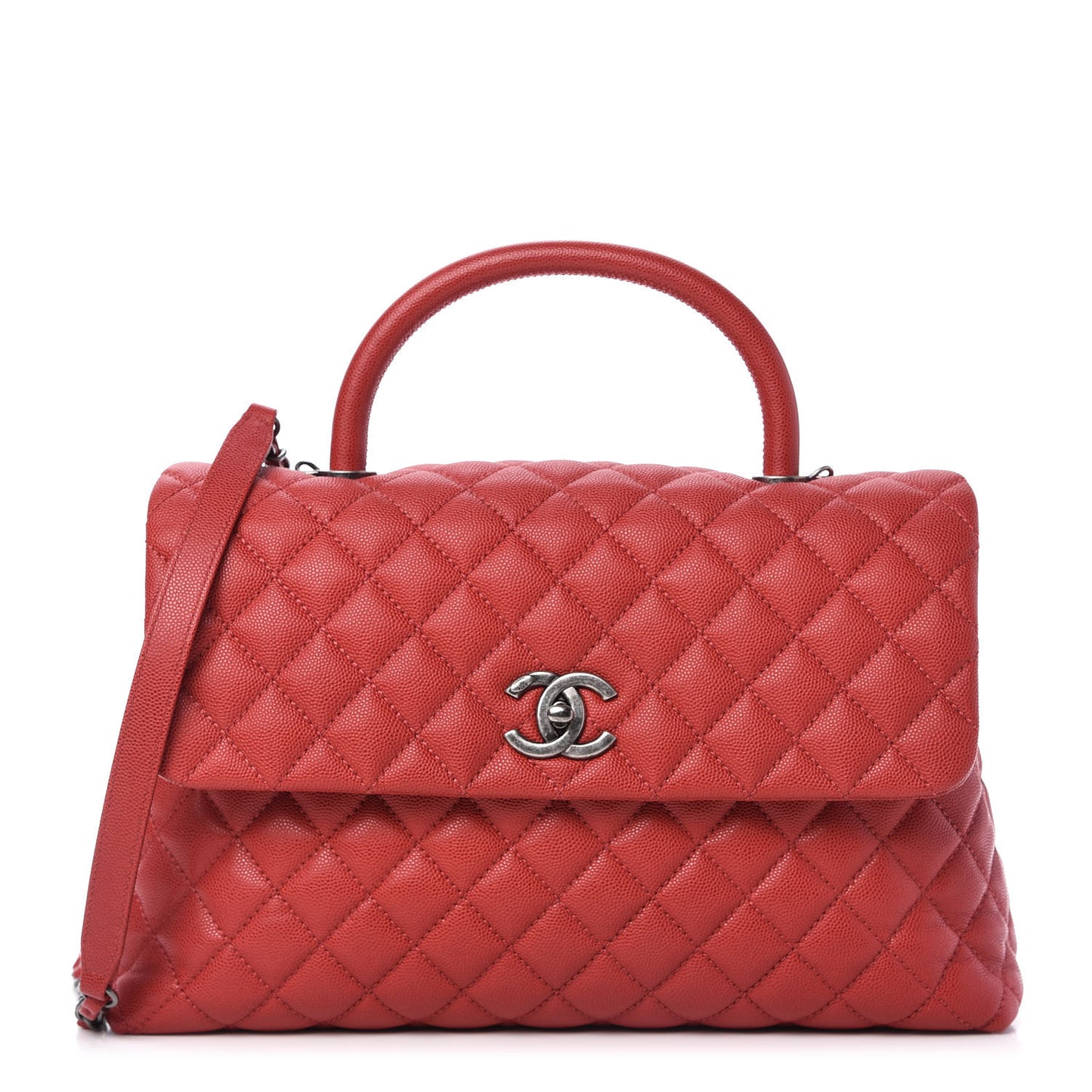 Caviar Quilted Medium Coco Handle Flap Red