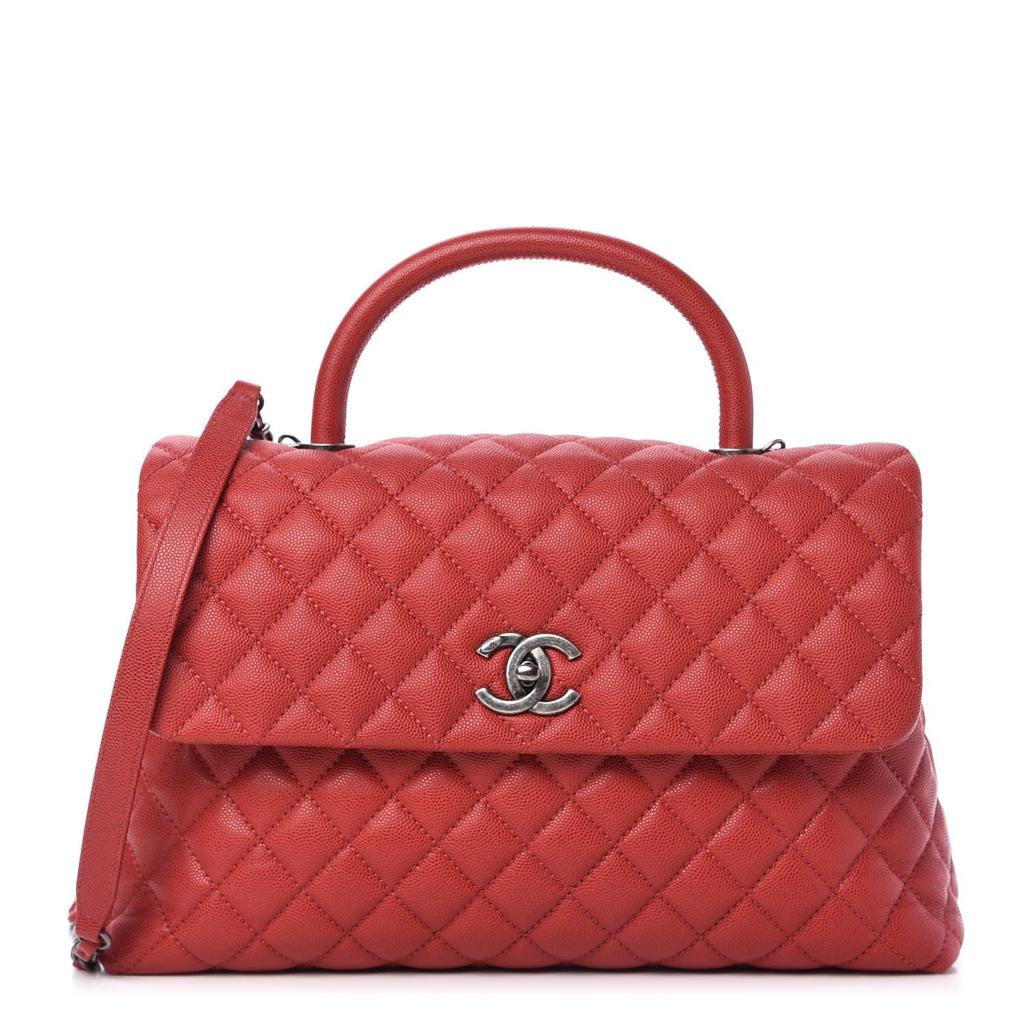 Chanel Caviar Quilted Medium Coco Handle Flap Red 1 of 10