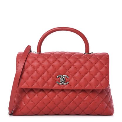 Chanel Caviar Quilted Medium Coco Handle Flap Red 1 of 10