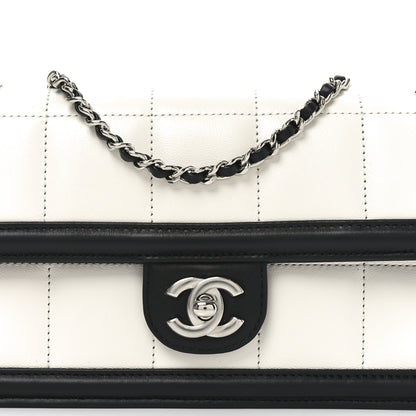 Chanel Lambskin Calfskin Small Chocolate Bar Flap Bag White Black 8 of 11