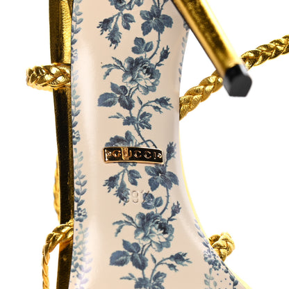Gucci Metallic Nappa Braided Haines High Heel Sandals 39.5 Gold 8 of 9