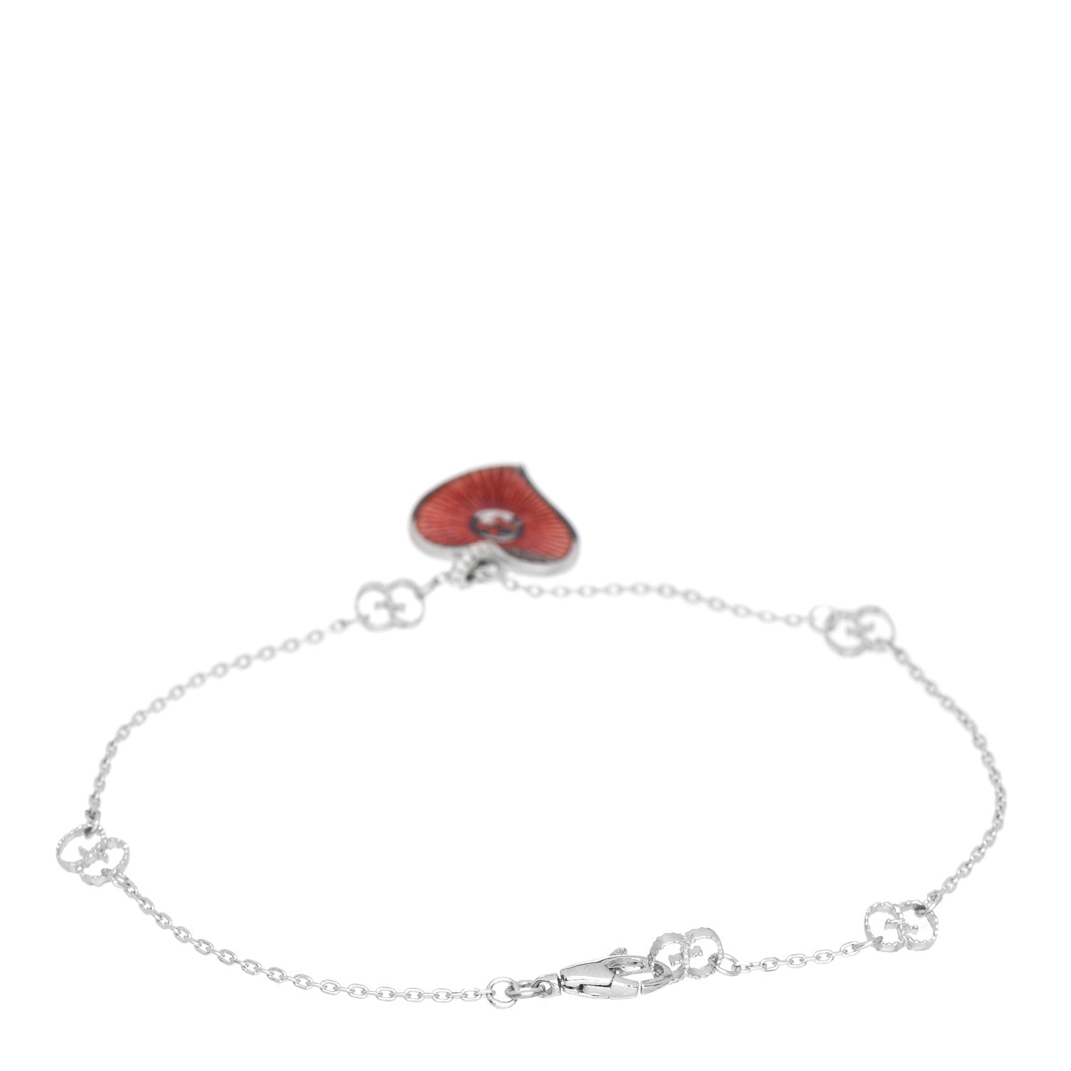 Gucci Sterling Silver Enamel San Valentino Heart Bracelet Red 3 of 4