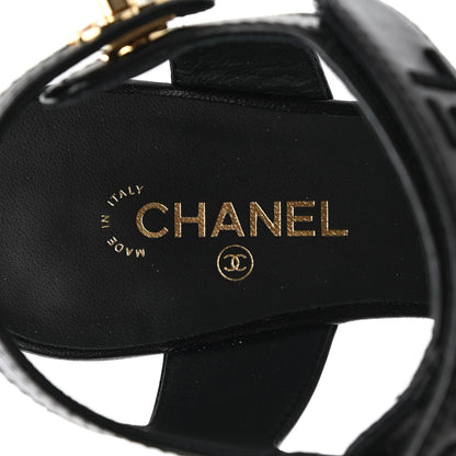 Chanel Lambskin Logo CC Turnlock Sandals 36 Black 7 of 9