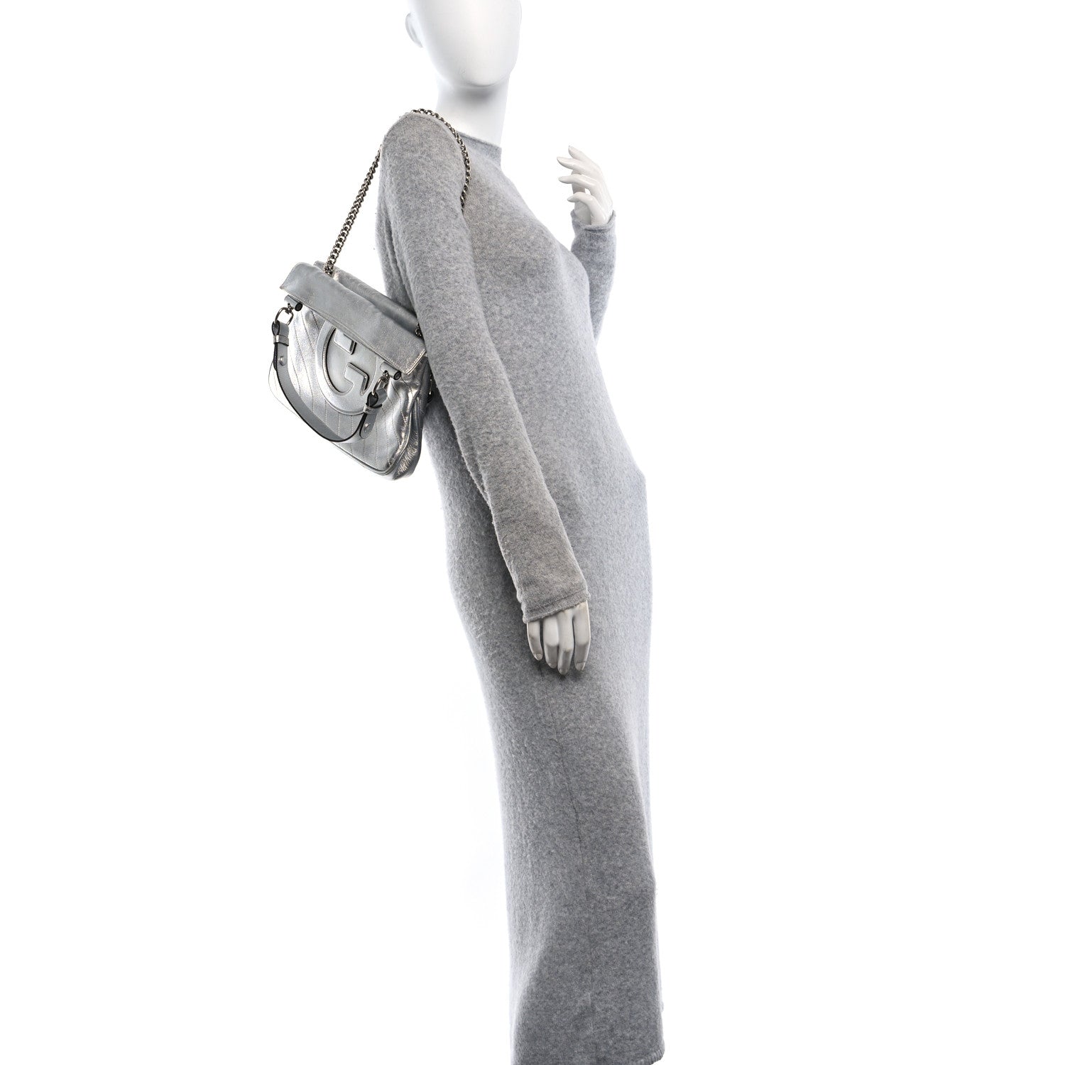 Gucci Sakai Be Green Calfskin Diagonal Stitched Small Blondie Tote Silver 2 of 10