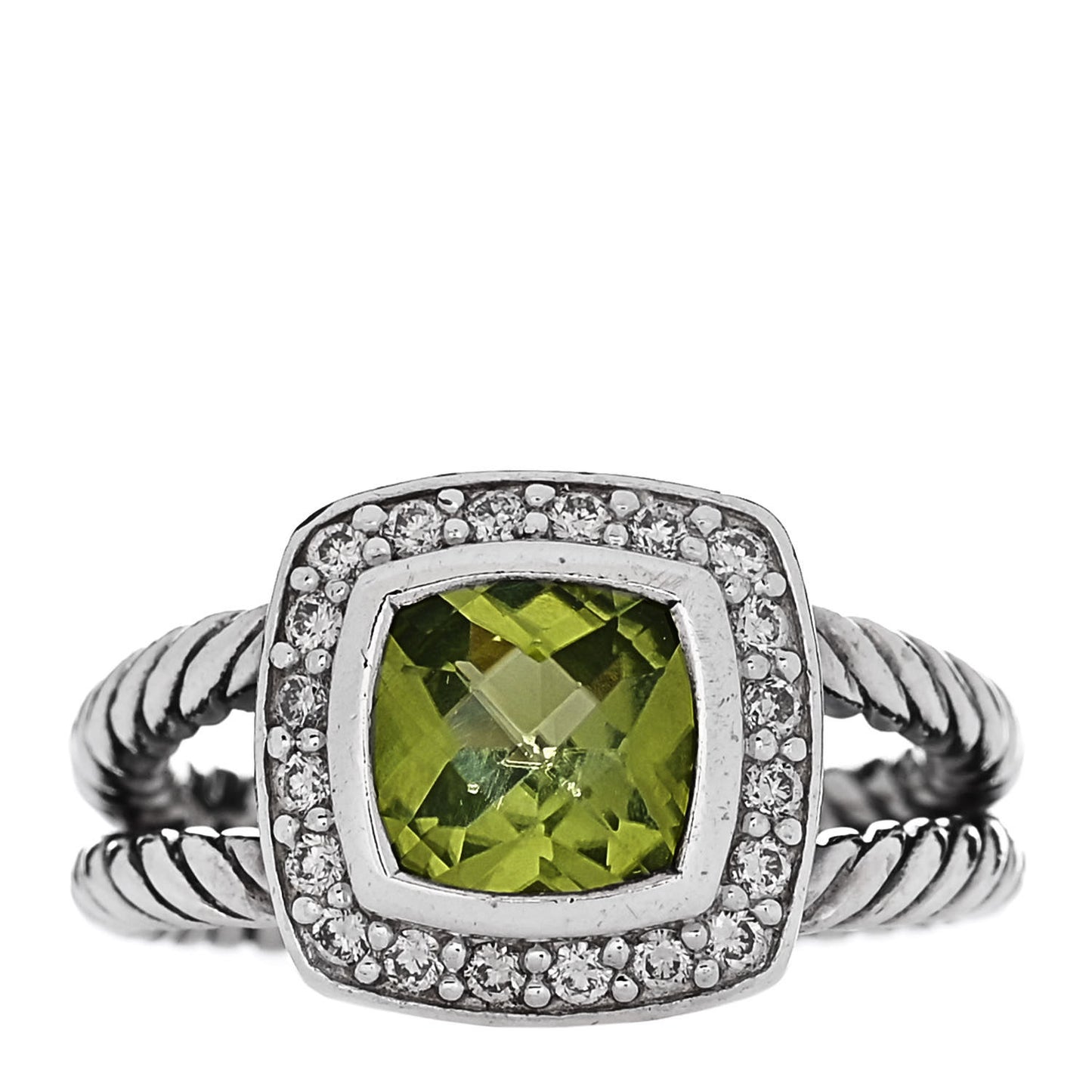 Sterling Silver Diamond Peridot 7mm Petite Albion Ring 49 5