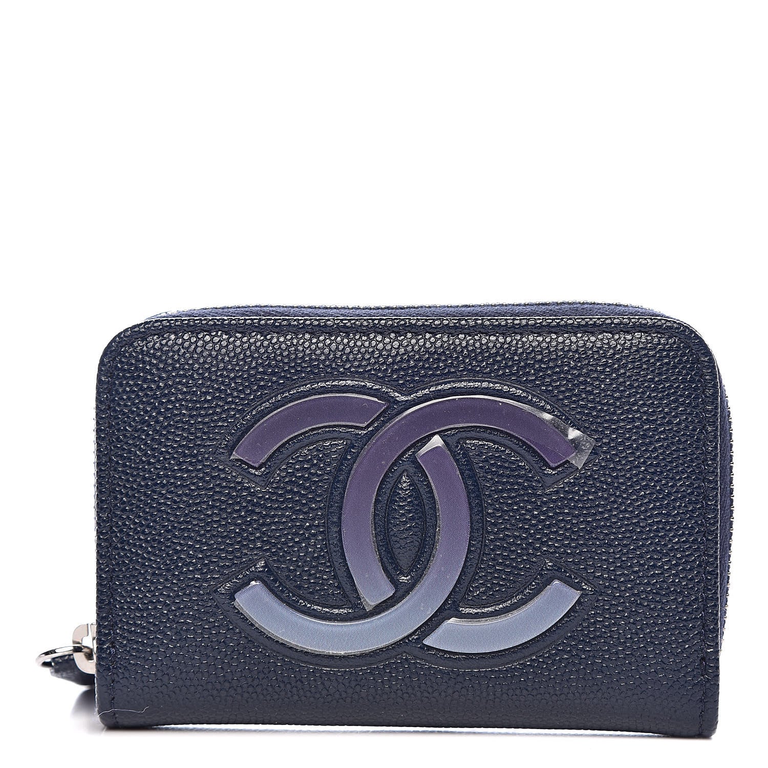 Chanel Caviar CC Small Zip Around Coin Purse Blue 1 of 7
