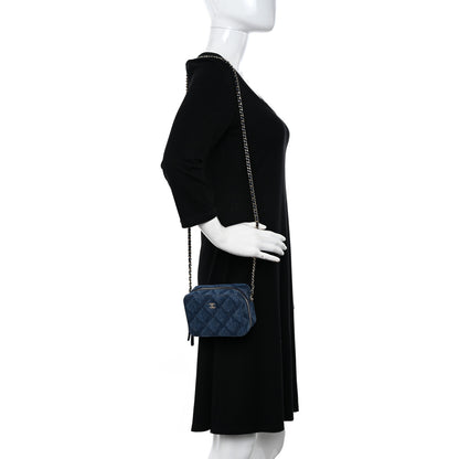 Chanel Printed Denim CC Camera Case Blue 2 of 10